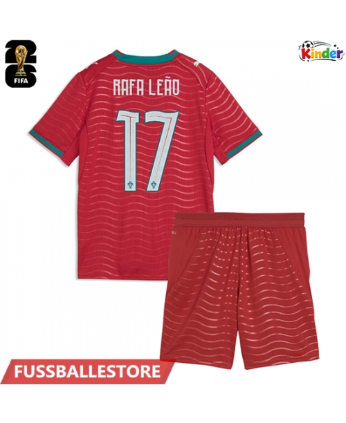 Günstige Portugal Rafael Leao #17 Heimtrikotsatz Kinder WM 2026 Kurzarm (+ Kurze Hosen)
